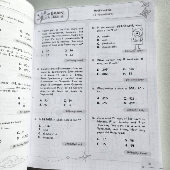 Math Practice Workbook Grade 4-5 1000+ Questions Brain Teaser Addition Algebra G - Picture 11 of 12